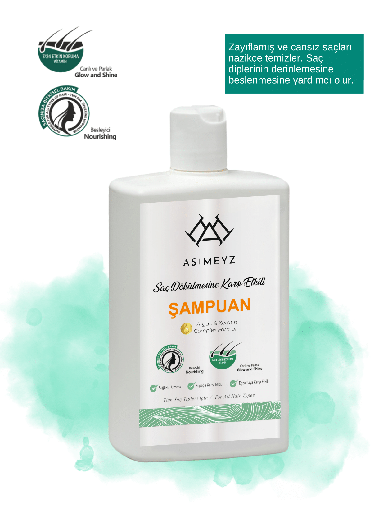 Biberiye Argan Egzema Ve Saç Dökülmesine Kepek Karşıtı Onarıcı Şampuan 330ml(YENİ IÇERİK)