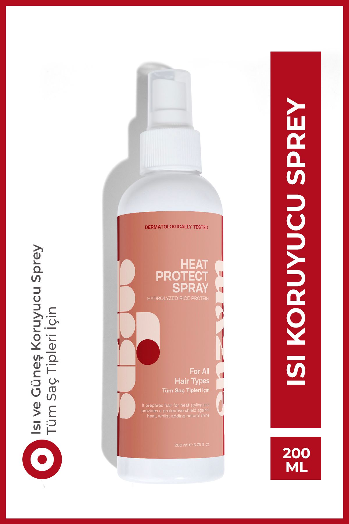 Isı ve güneş koruyucu etkili saç spreyi 200 ml (keratin + hidrolize pirinç proteini)