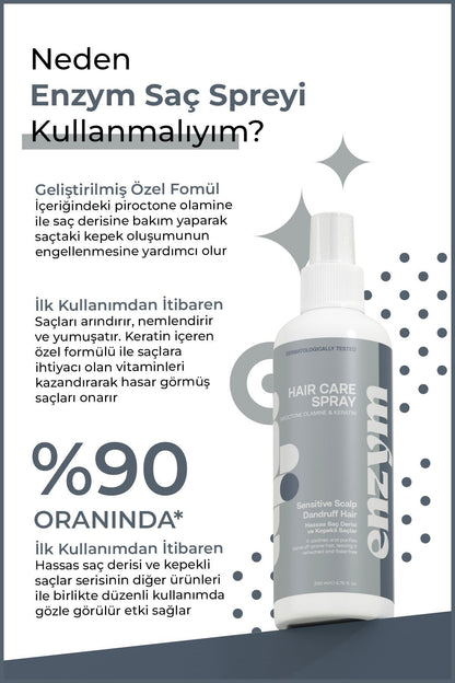 Enzym Cosmetic Hassas Saç Derisi Ve Kepekli Saçlara Özel Kepek Önleyici Sprey 200 ml