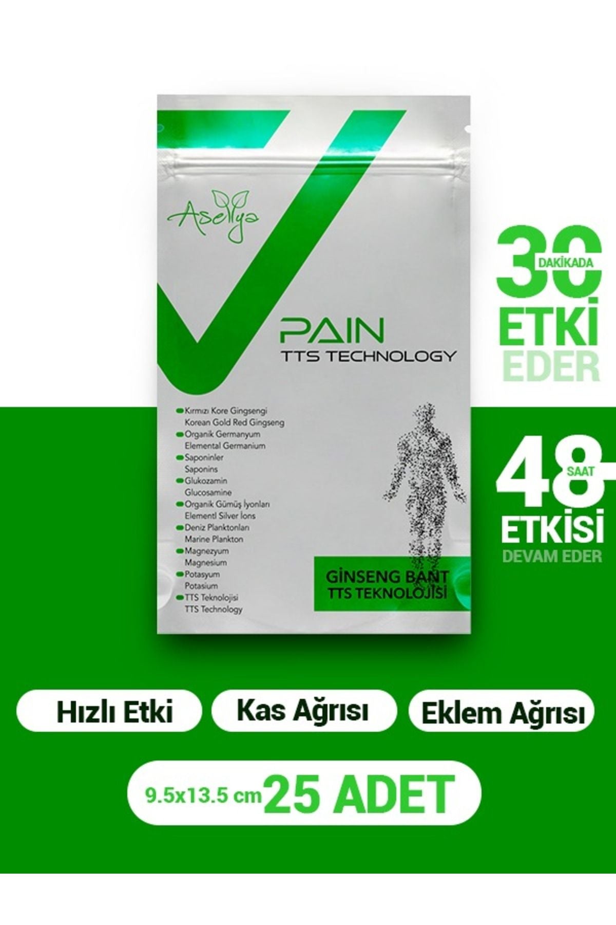 Hızlı Etkili Kinesio, Tüm Eklem Ve Kaslar Için Isıtıcı Ve Rahatlatıcı Bant , 25 Adet