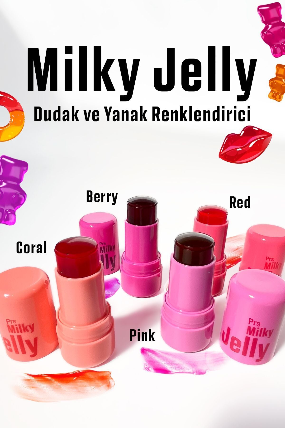 Procsin Milky Jelly Doğal Görünüm Dudak ve Yanak Renklendirici Allık Pembe (Pink) 5 GR