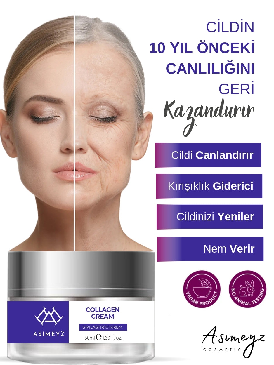 Yaşlanma Karşıtı Kolajen Krem, Anti-aging, Kırışıklık Karşıtı, Sıkılaştırıcı, Onarıcı,Collagen 50ML