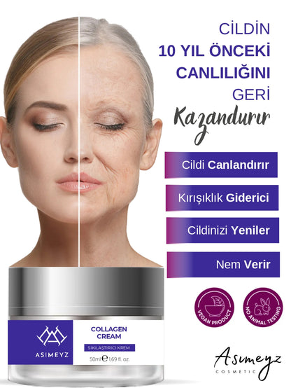 Yaşlanma Karşıtı Kolajen Krem, Anti-aging, Kırışıklık Karşıtı, Sıkılaştırıcı, Onarıcı,Collagen 50ML