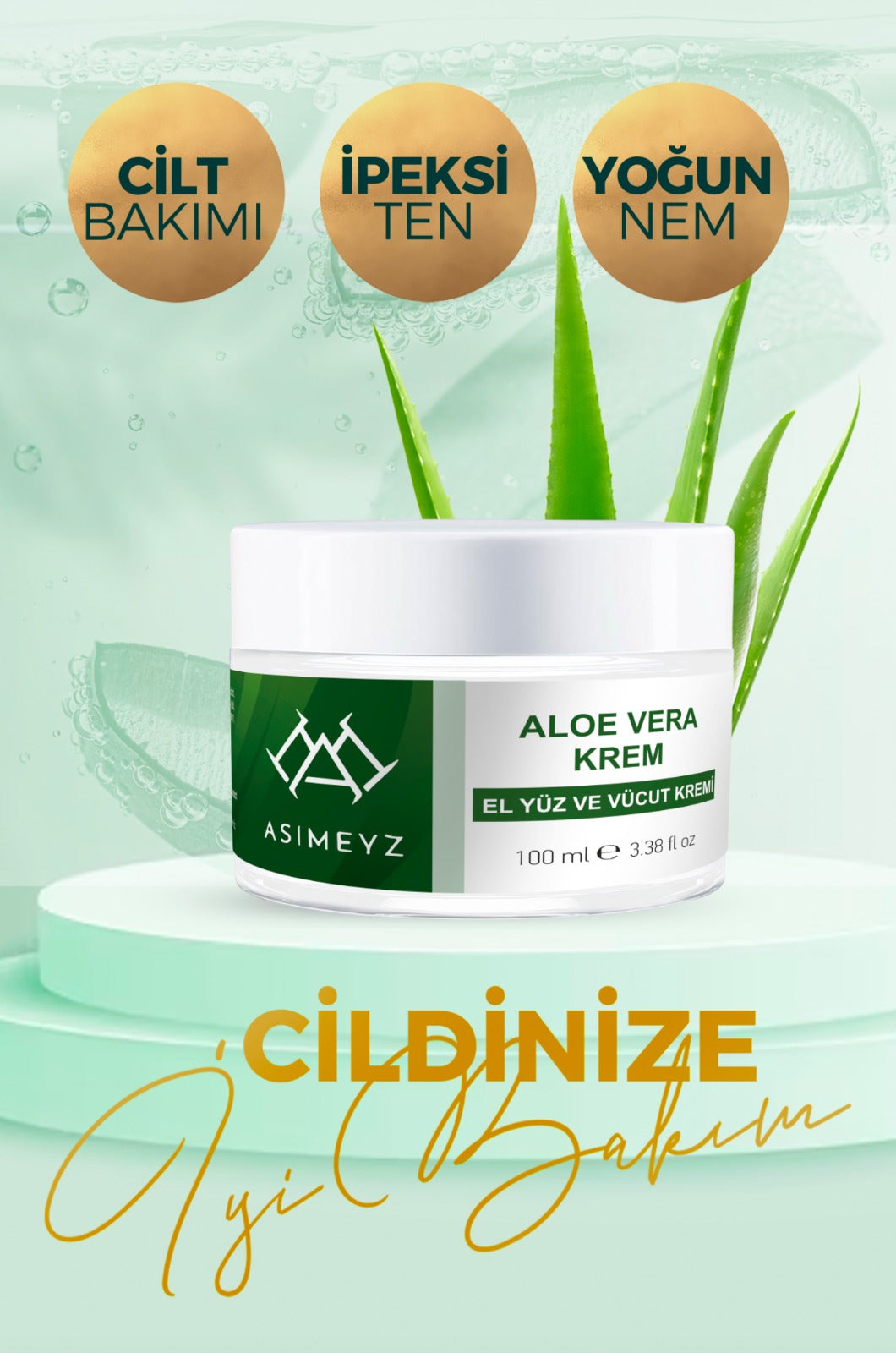 Ferahlatıcı Ve Nemlendirici, Yatıştırıcı Saf Aloe Vera Jel Krem 100ml (Paraben ve alkol içermez)