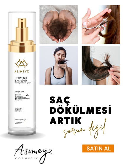Hızlı Onarıcı Keratinli Saç Bakım Sütü / Fön Spreyi Kolajen ve Argan Desteği 200 ml